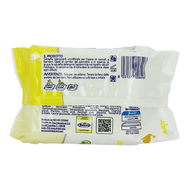MAURY'S SET 3CF SALVIETTE DETERGENTI UMIDIFICATE PER BAMBINI BABY 25PZ ALOE VERA VITAMINA E BEST QUALITY