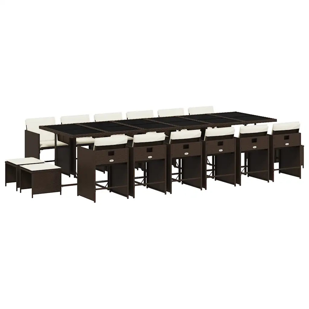 Set da Pranzo da Giardino 17 pz con Cuscini Marrone Polyrattan 3211185
