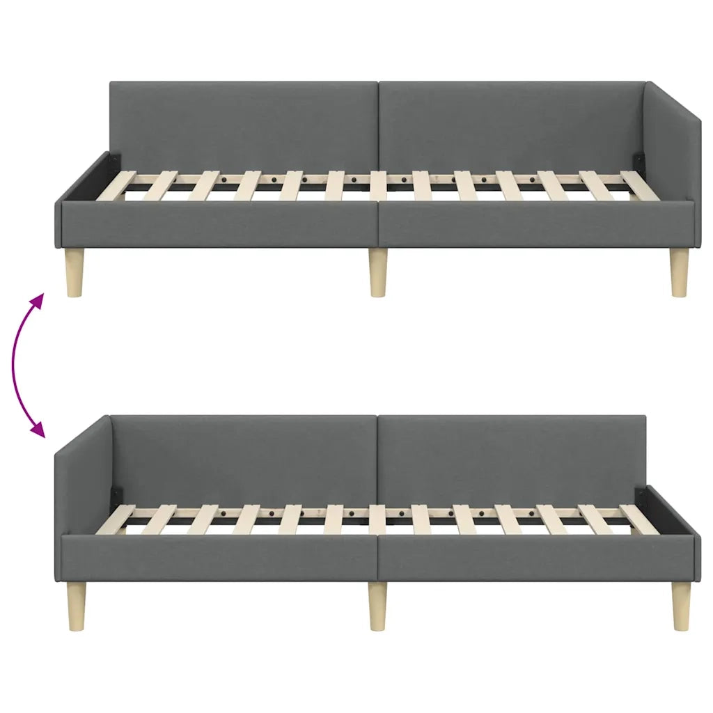 vidaXL Struttura Letto Angolare Altro Grigio scuro 90 x 200 cm