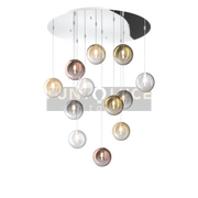 SOSPENSIONE CROMO 12 LUCI TONDA VETRI 3X TR + 3X AM + 2X FU + 2X RA + 2X OR 1184CR-S12 T-MC