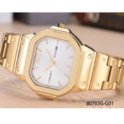 Trade Shop - Orologio Da Polso Longbo 80703g Uomo Quarzo Data Analogico Acciaio Dorato Bianco -