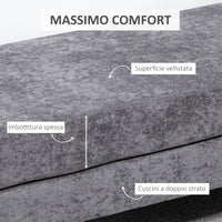 Panca Fondo Letto Imbottita a 2 Strati 121x50,5x46,5 cm in Tessuto Effetto Velluto Grigio Scuro