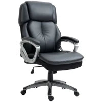 Poltrona da Ufficio Ergonomica con Poggiatesta, Altezza Regolabile e Dondolo, Sedia Girevole con Ruote, 68x76x117-125cm, Nero
