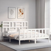 Giroletto senza Materasso-Struttura Letto Bianco 160x200 cm Legno Massello Pino 808501