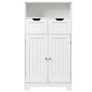 Mobiletto portaoggetti da bagno 60 x 30 x 109 cm con 2 cassetti regolabili e ripiano estraibile in MDF bianco 20_0012745