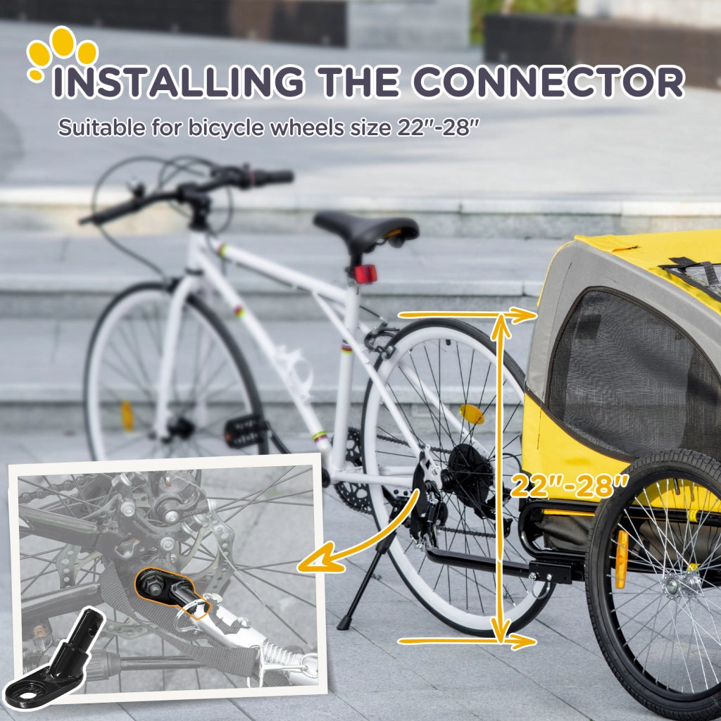 Rimorchio per Bicicletta Cane con Finestre a Maglia ¨C Zephmum ¨C Giallo 140x71x83 cm