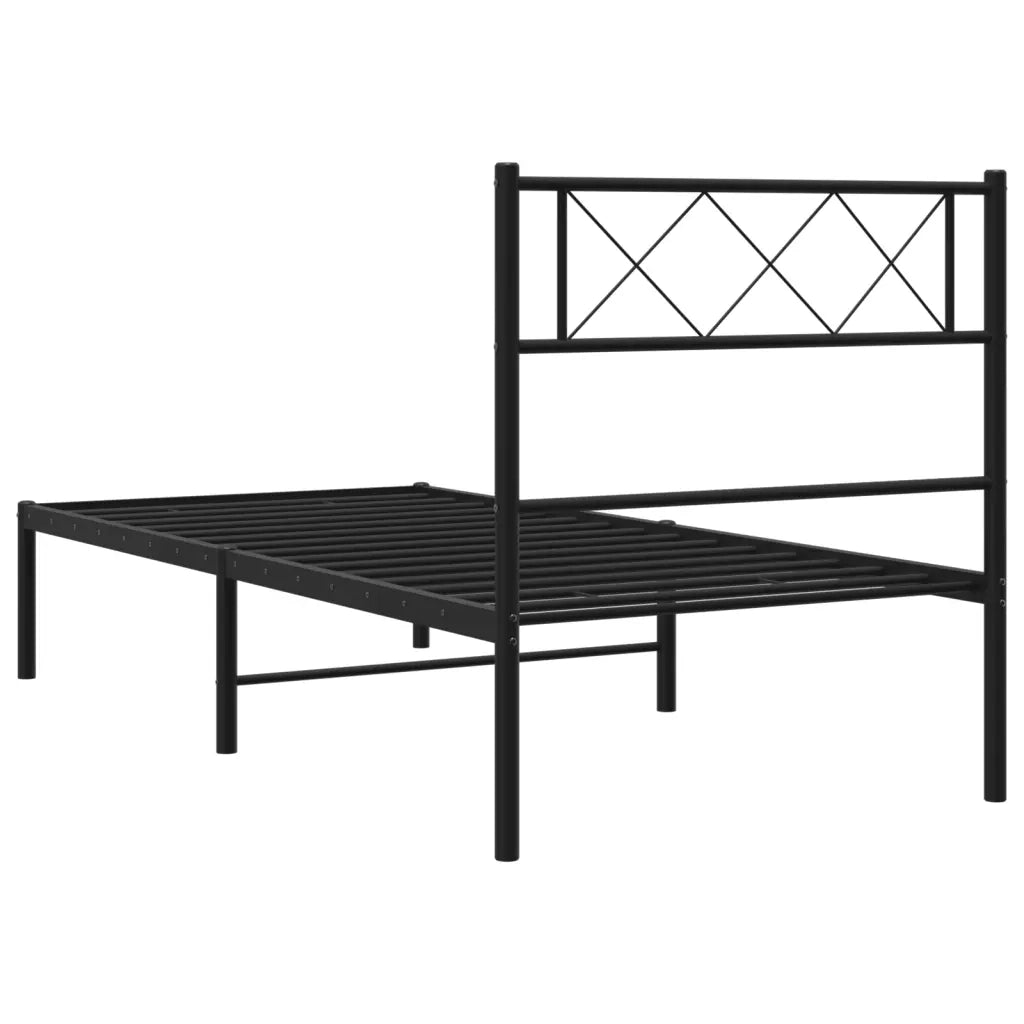 Giroletto con Testiera-Struttura Letto con testiera in Metallo Nero 75x190 cm 380903