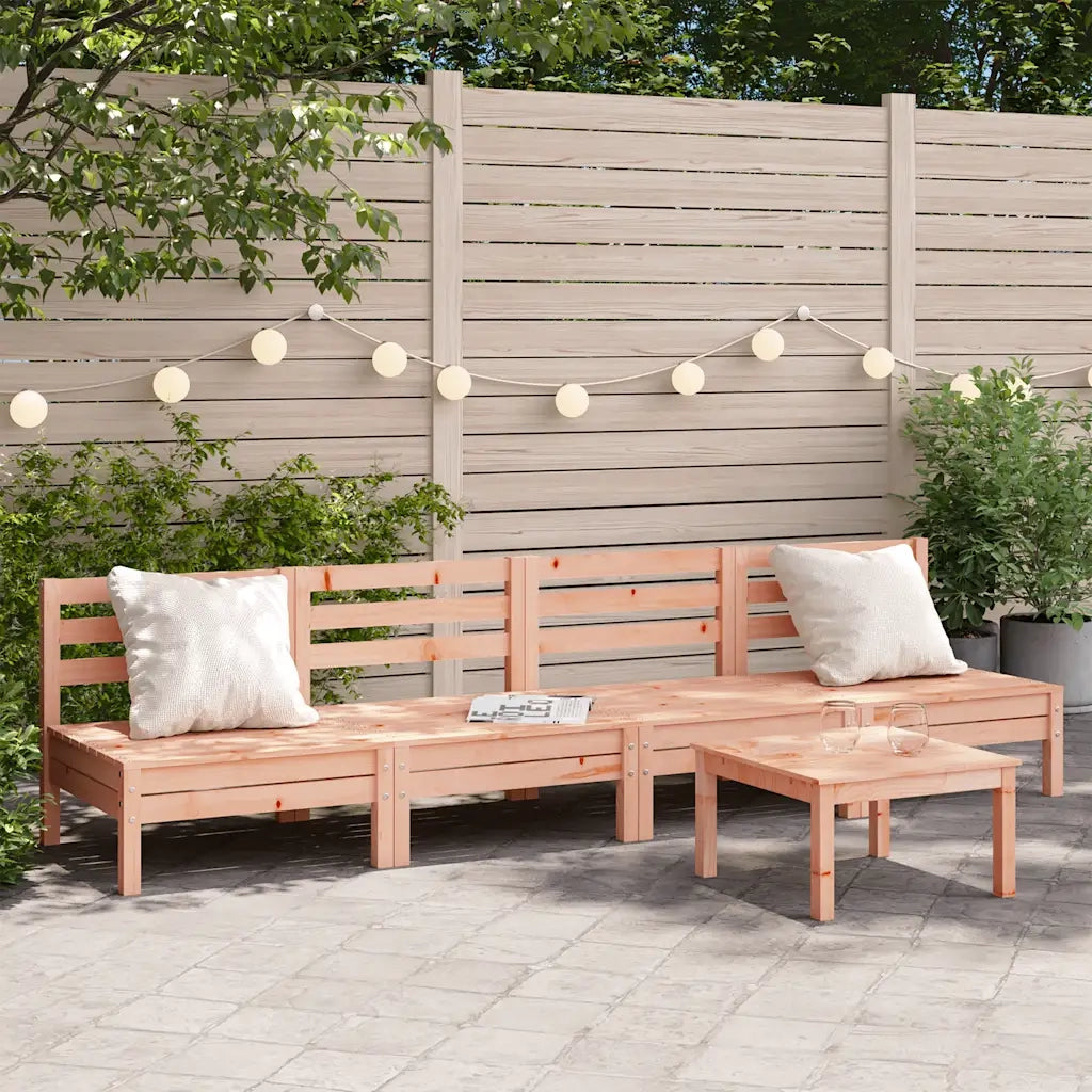 Divano da esterno-Divani Senza Braccioli da Giardino 4pz Legno Massello Douglas
