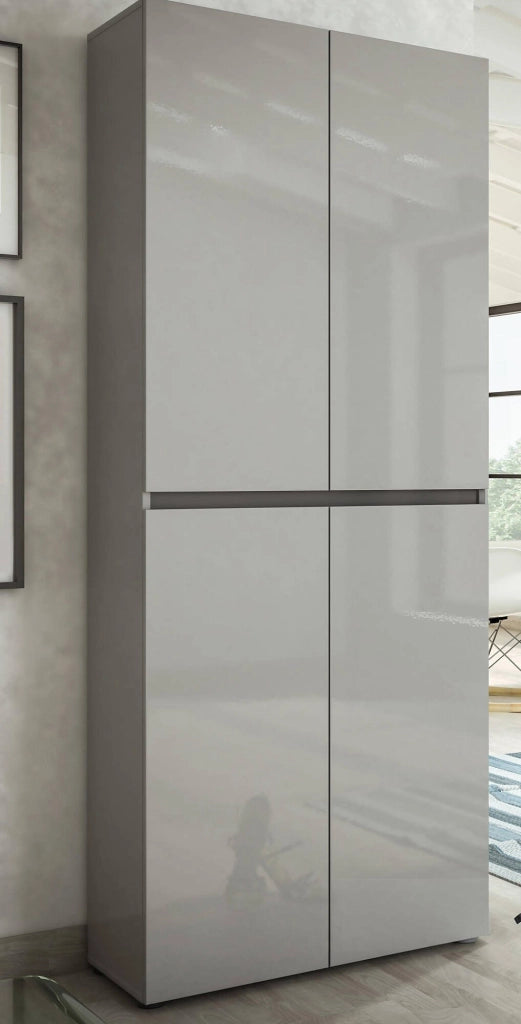 Scarpiera Antaleone, Mobile portascarpe, Armadio da ingresso multiuso, Mobiletto per calzature, Made in Italy, 80x34h200 cm, Grigio
