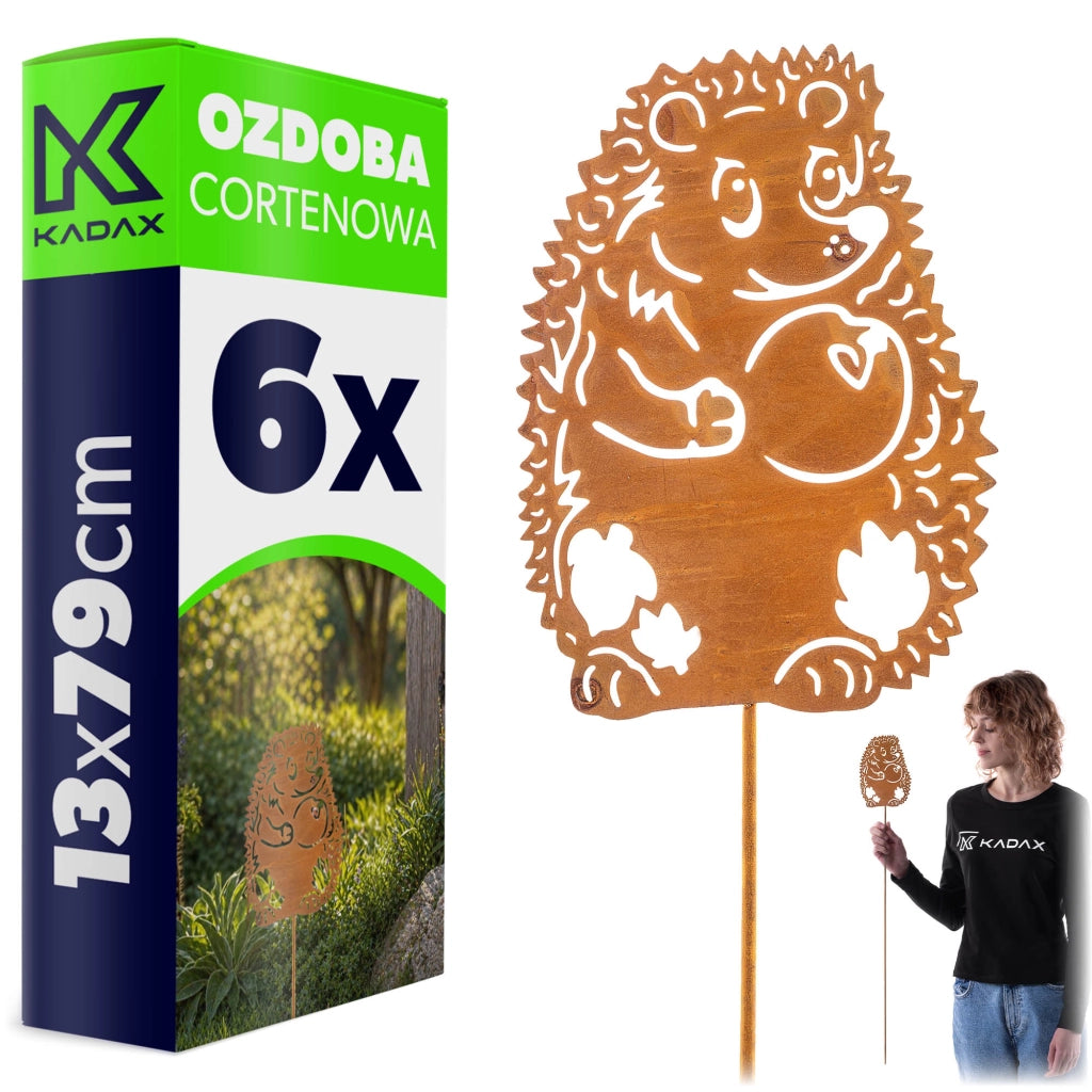 KADAX Ozdoba cortenowa Jeż P25722 pakiet 6szt K173