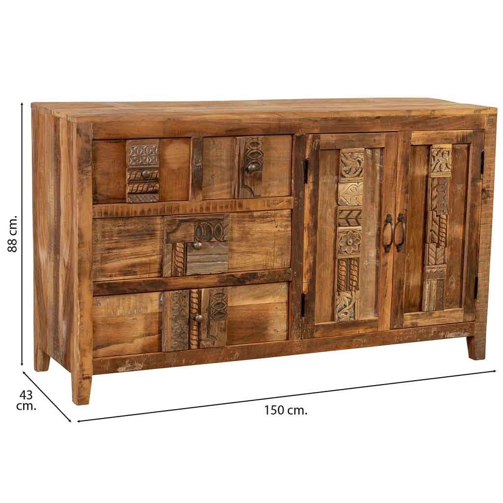 Credenza in legno naturale 150x43x88