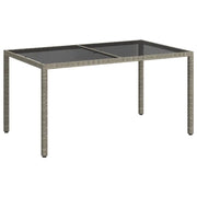 Tavolo Giardino | Tavolino da esterno 150x90x75cm Vetro Temperato e Polyrattan Grigio