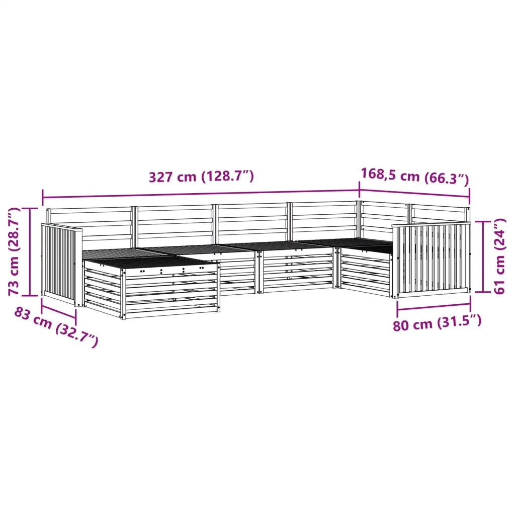 Set di divani da esterno 6 pcs Naturale