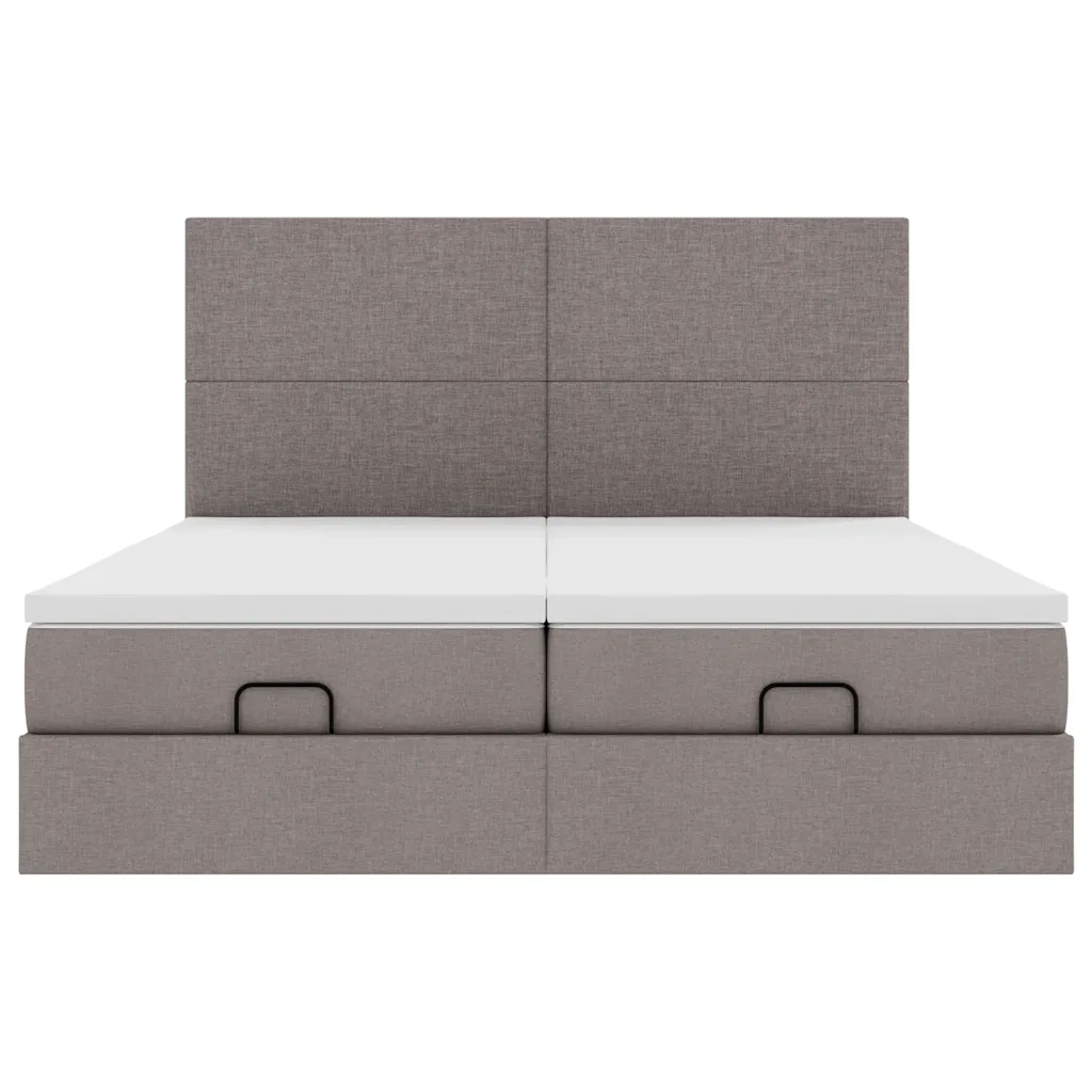 Struttura Letto Pouf con Materassi Tortora 180x200cm in Tessuto