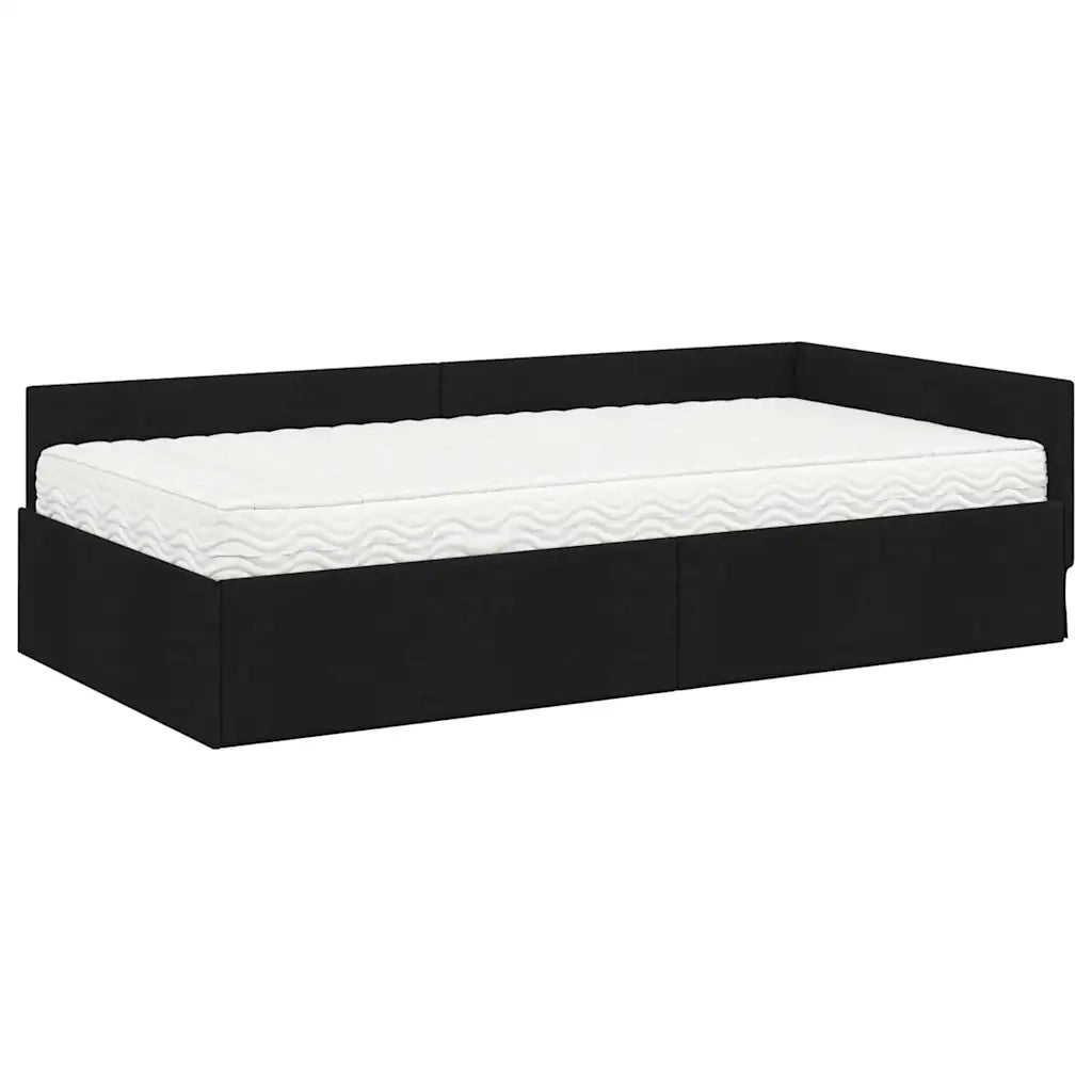 Letto singolo | Letto per adulti | Struttura Letto Angolare con Materasso Altro 2 pcs Nero Tessuto