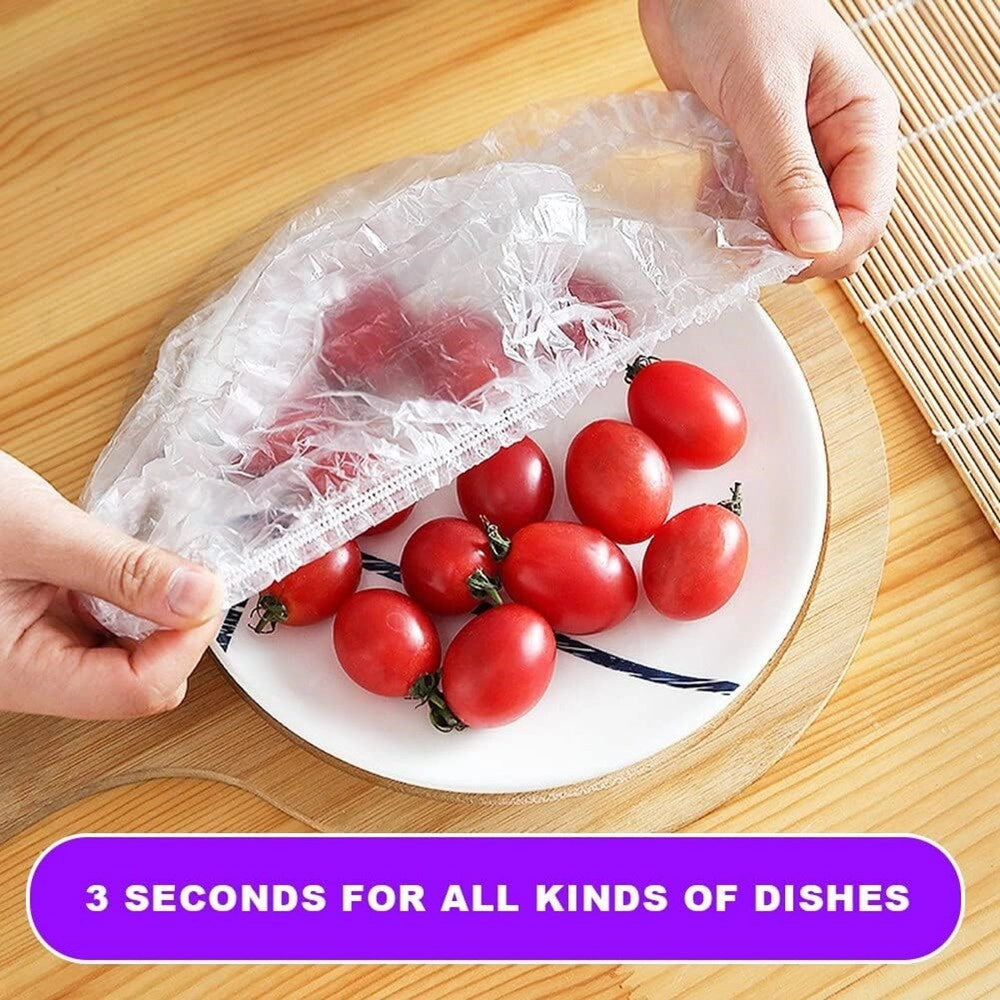 Trade Shop - Kit 100pz Copertura Monouso Pellicola Trasparente Frigo Cibo Frutta Conservazione Plastica -