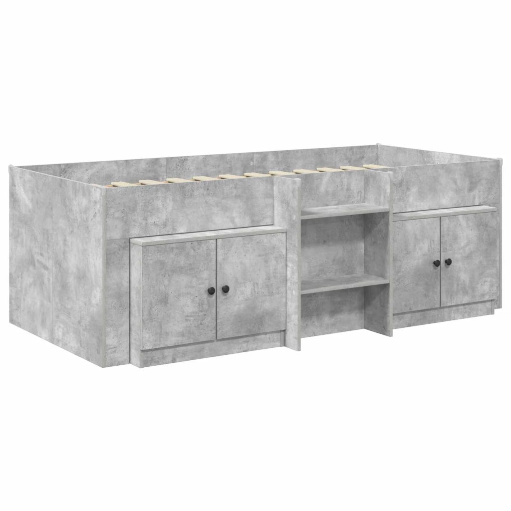 Struttura Letto Loft con Mobile con porta 3 pz Grigio Cemento 3423377