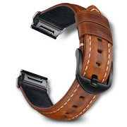 Bracciale di pelle in pelle trattata con olio - Cinturino sostitutivo per orologio - Comodo e duraturo - 22 mm 26 mm - Adatto per Garmin Fenix Quatix 6X 7X Pro