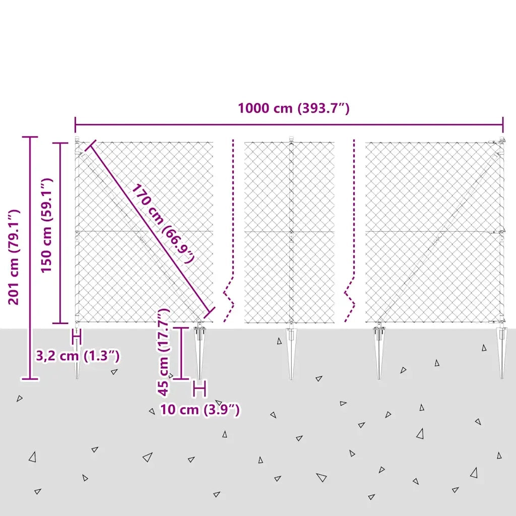 Palo della recinzione Argento 10 x 1,5 m (maglia 60 x 60 mm) 3351216