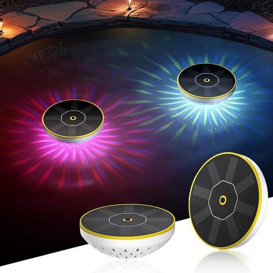 Illuminazione solare per laghi e piscine IP68 impermeabile con 4 colori e 6 modalità - illuminazione LED subacquea per piscine, giardini e laghi - decorazione per piscine in campeggio