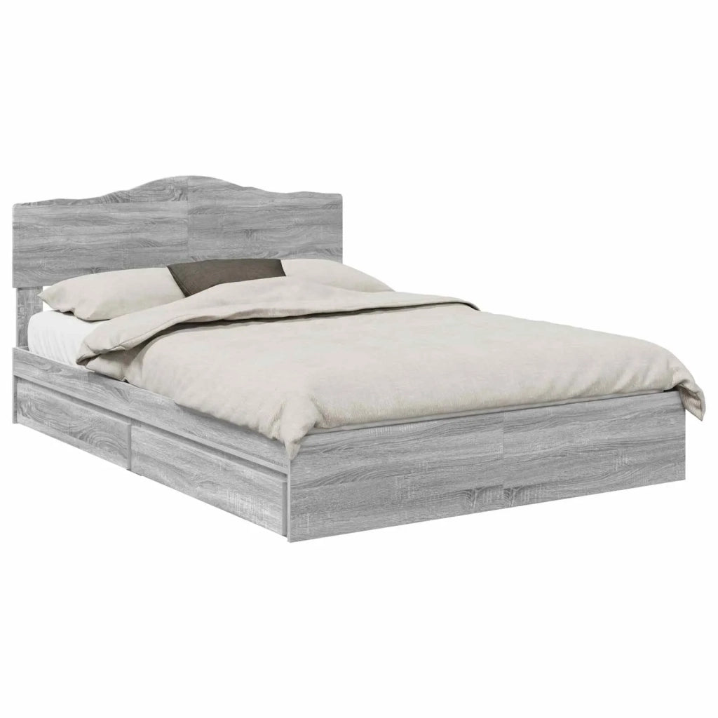 Letto con Contenitore con testiera Grigio Sonoma 140 x 200 cm