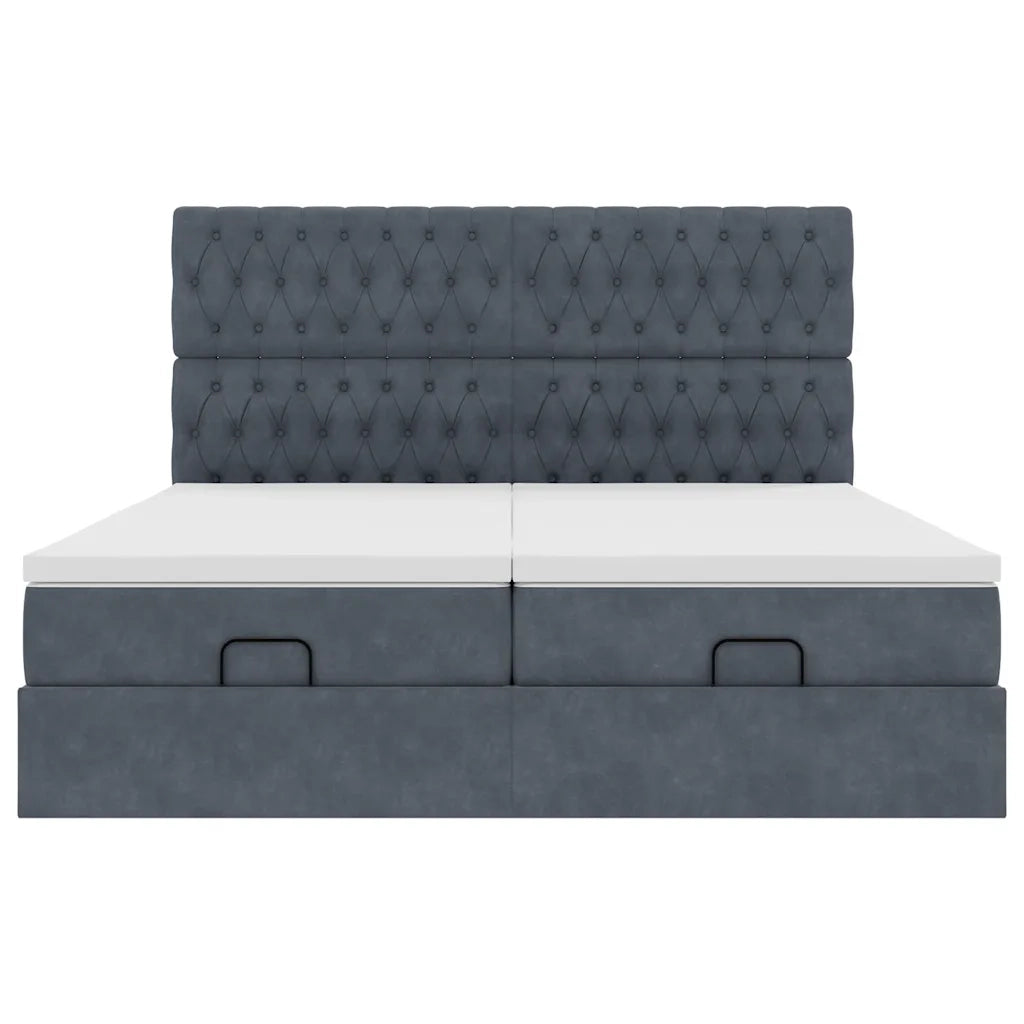 Struttura Letto Pouf con Materassi 160x200 cm in Velluto 3313785