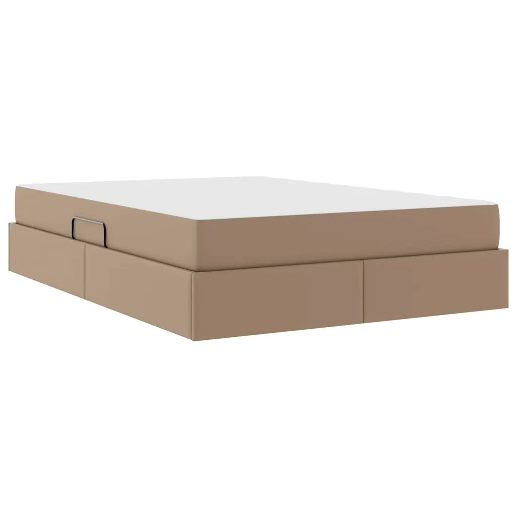 Letto con contenitore e materasso 2 pcs Cappuccino Pelle 3399611