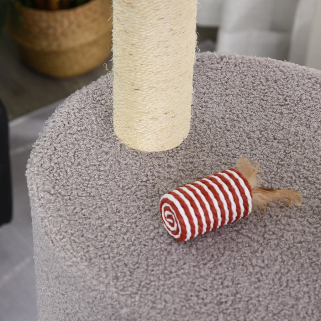 Albero tiragraffi per gatti con piattaforme e pallina ¨C zephmum ¨C grigio 148 cm