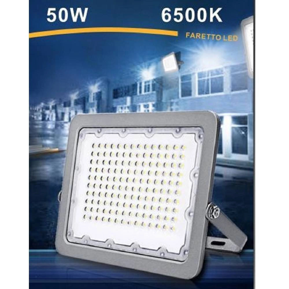 Trade Shop - Faro Led Proiettore 50w Per Esterno Grigio Ip65 Luce 6500k 4000k 3000k Fs50w -
