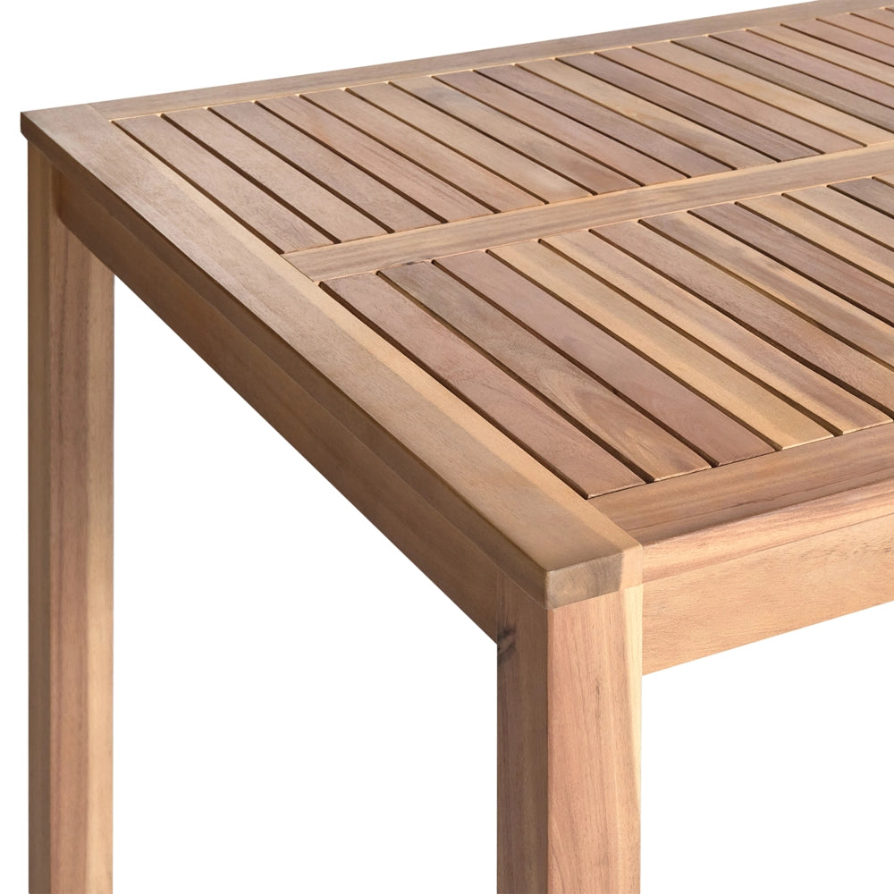 Set da pranzo da giardino Tavolo in legno di acacia marrone chiaro 180 x 90 cm 8 Sedie da esterno senza braccioli Stile rustico