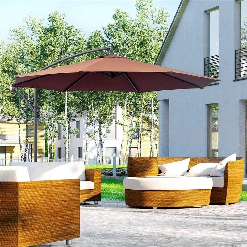 OMBRELLONE DECENTRATO DA GIARDINO IN METALLO E POLIESTERE CAFFÈ