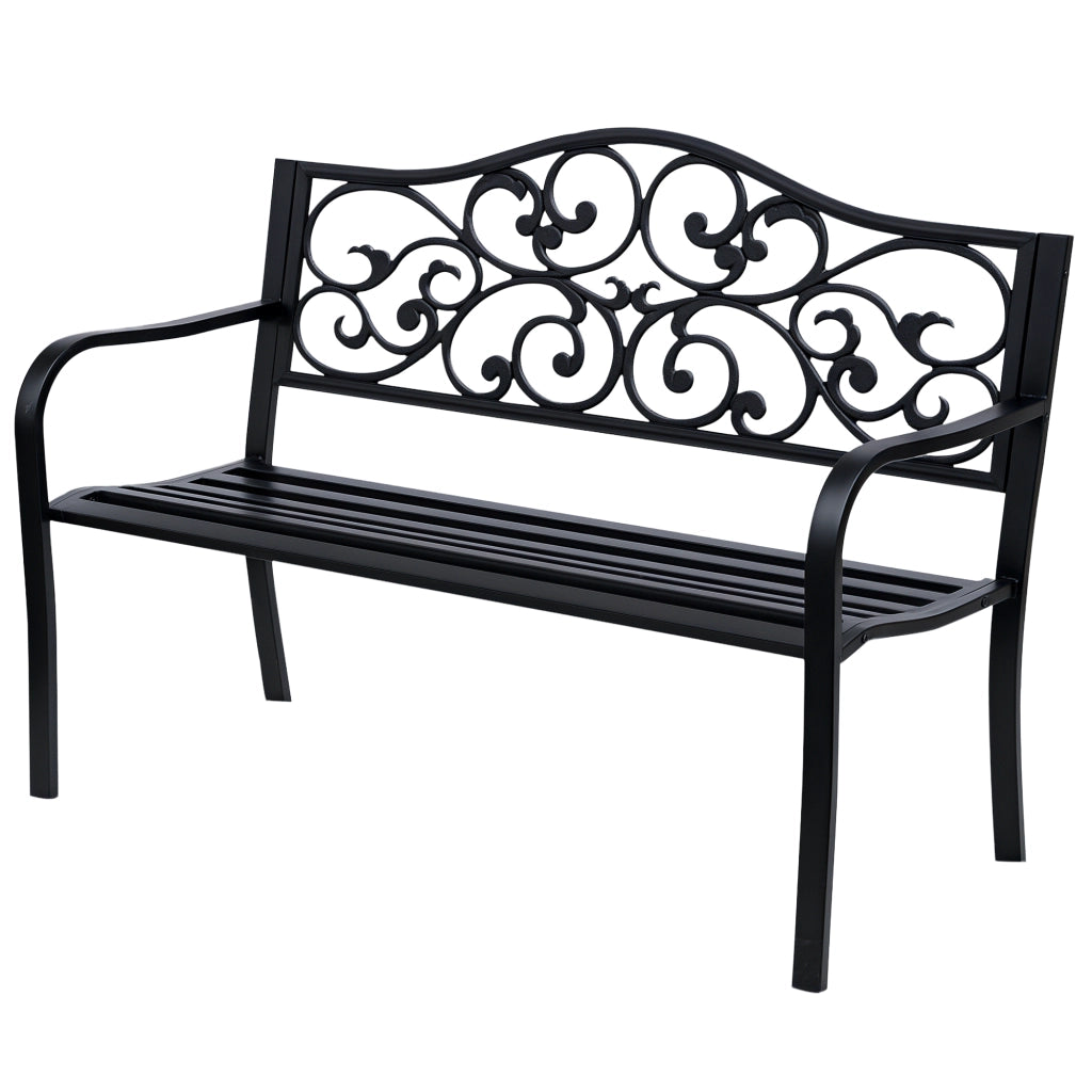 Panchina da giardino 2 posti con tavolo estraibile ¨C zephmum ¨C 150x58.5x90 cm nero