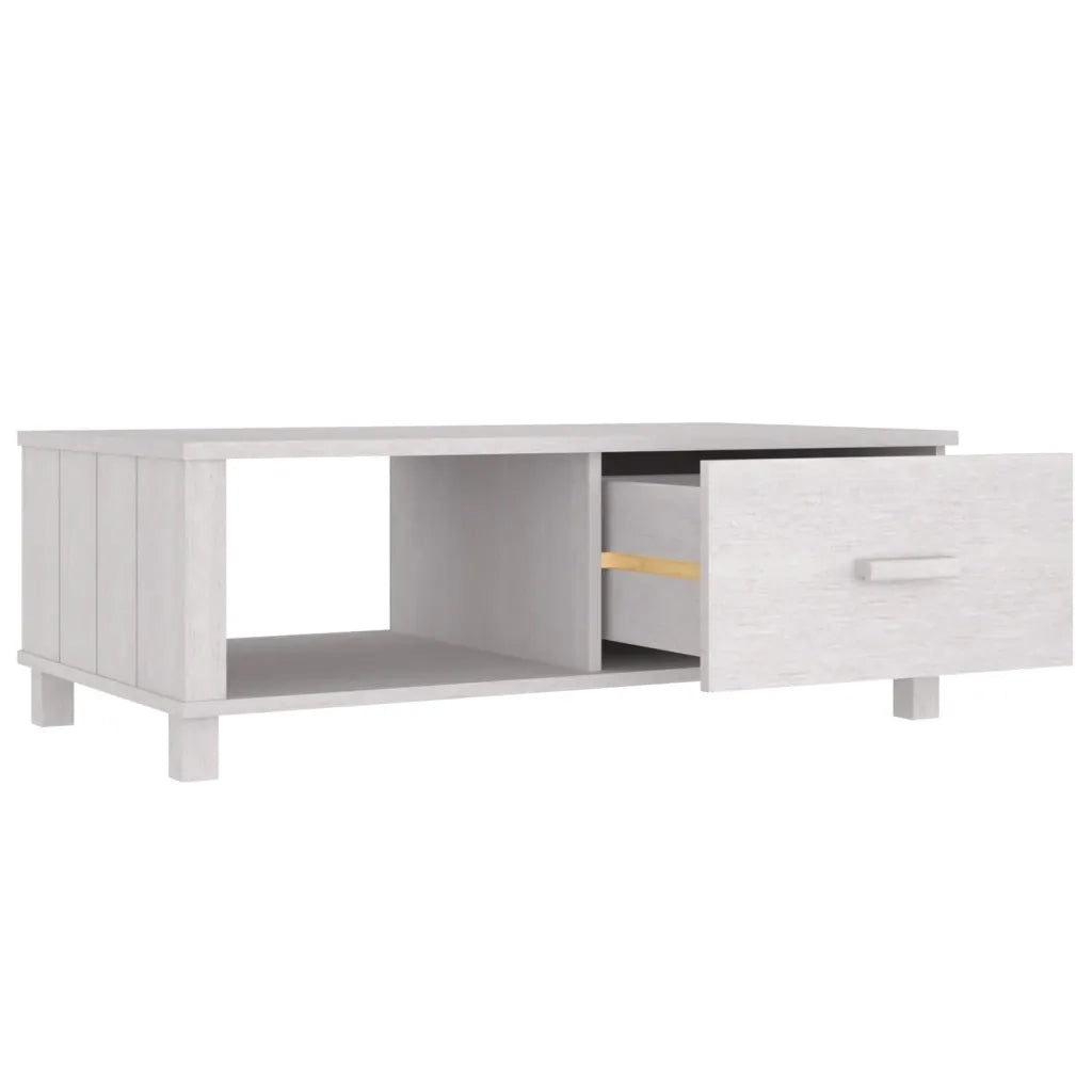 Tavolino da salotto | Tavolino da caff¨¨ | Tavolino da Soggiorno HAMAR Bianco 100x55x35 cm in Legno Massello di Pino