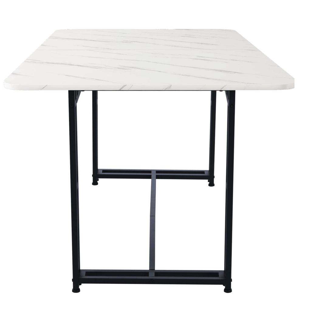 Tavolo da pranzo moderno 140 cm in MDF con gambe in metallo nero; bianco
