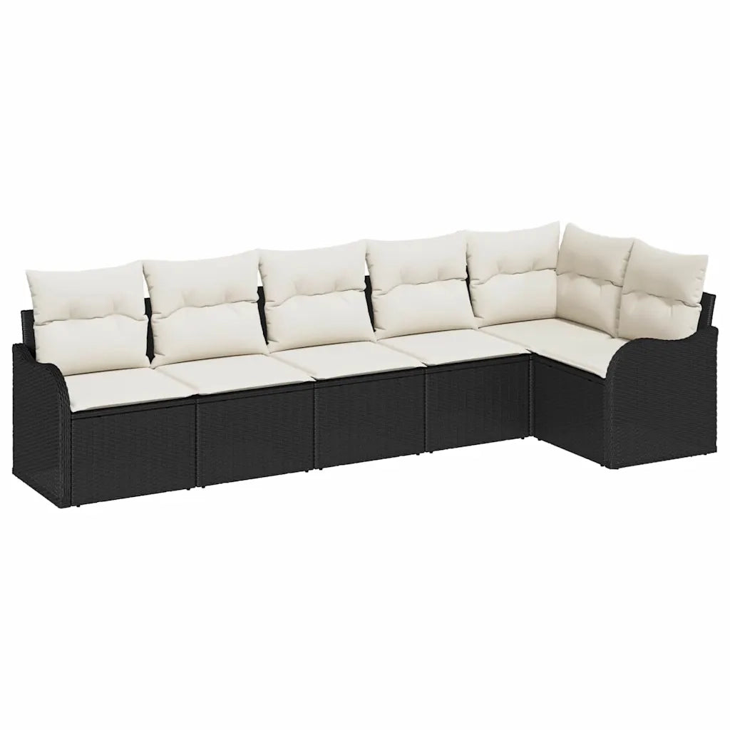 Set Divano da Giardino con archiviazione 6 pcs Nero polyrattan 3354386