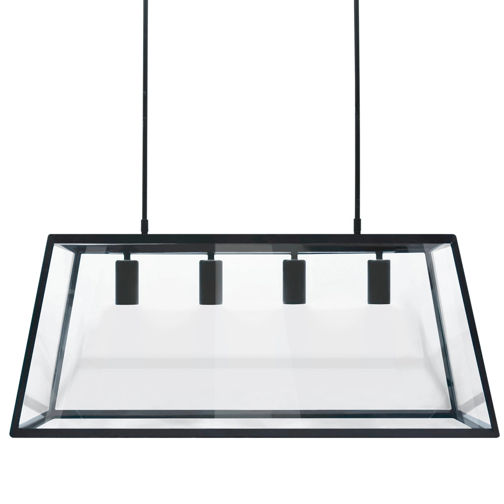 Lampadario Finland nero 4xE27 vetro alluminio Polux