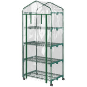 Serra in alluminio, serra calda, mini serra, casetta per piante, telaio freddo, 4 ripiani, 69 x 50 x 165 cm, trasparente