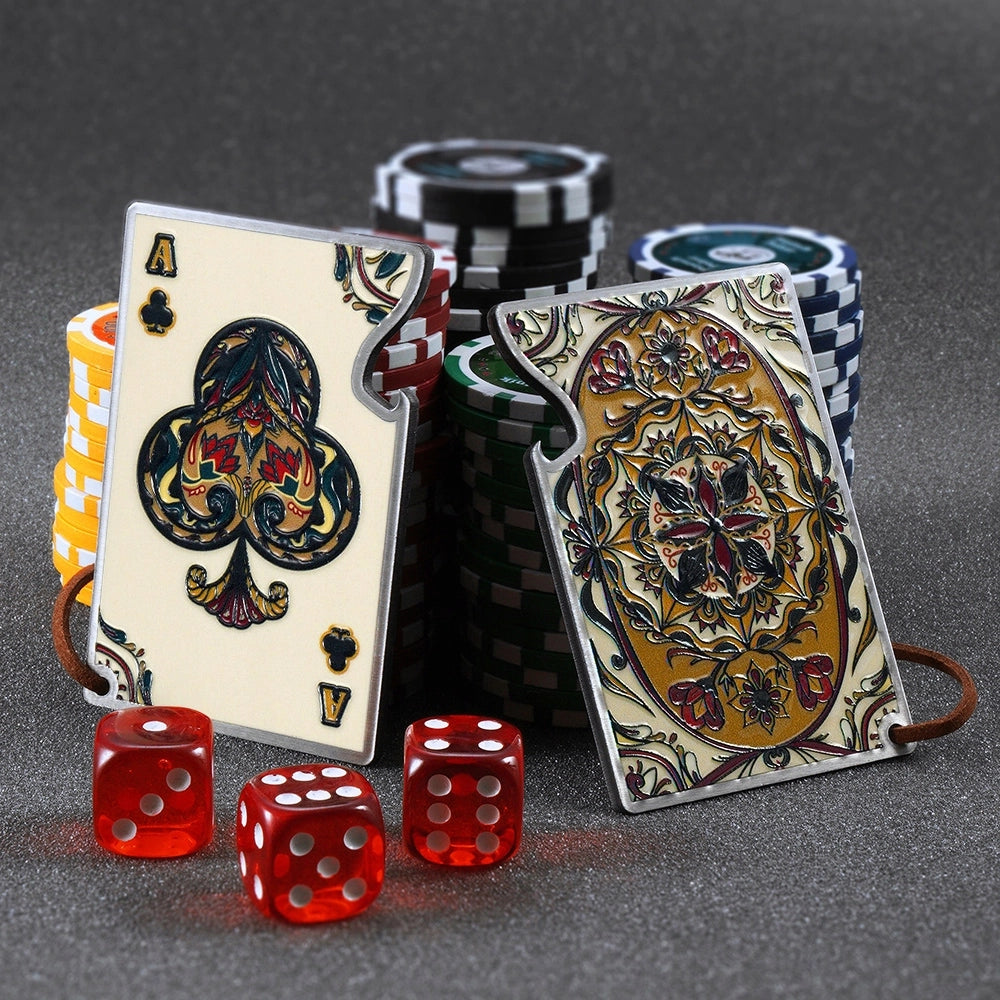Apribottiglie KADAX, bottiglia di birra in metallo, asso di fiori, carta regalo da poker