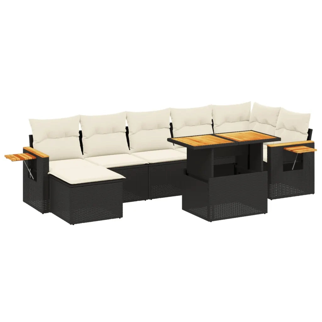 Set Divani da Giardino con Cuscini 8 pz Nero in Polyrattancod mxl 114242