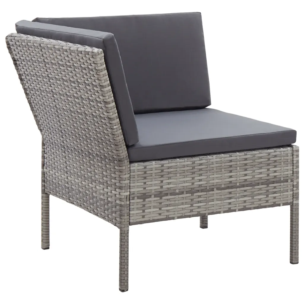 Set Divani da Giardino 6 pz con Cuscini in Polyrattan Grigio cod mxl 39373