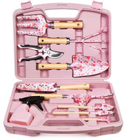 Set di attrezzi per giardinaggio da 12 pezzi per signore, attrezzi per giardinaggio in acciaio inox e duraturo con una borsa robusta, accessori per il giardinaggio da signora (rosa)