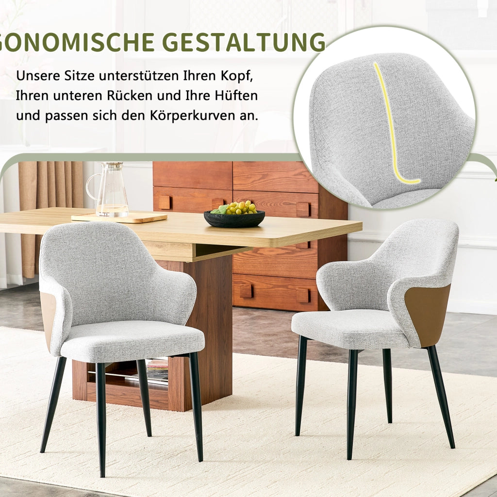 SEDIA DA PRANZO Set da 2 pezzi 83 cm Tessuto grigio chiaro e metallo