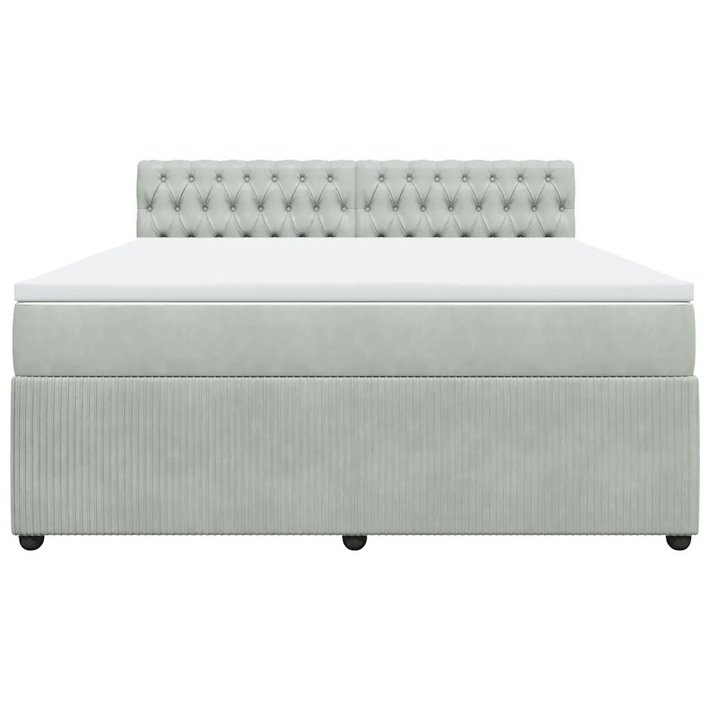 Giroletto a Molle con Materasso Grigio Chiaro 180x200cm Velluto