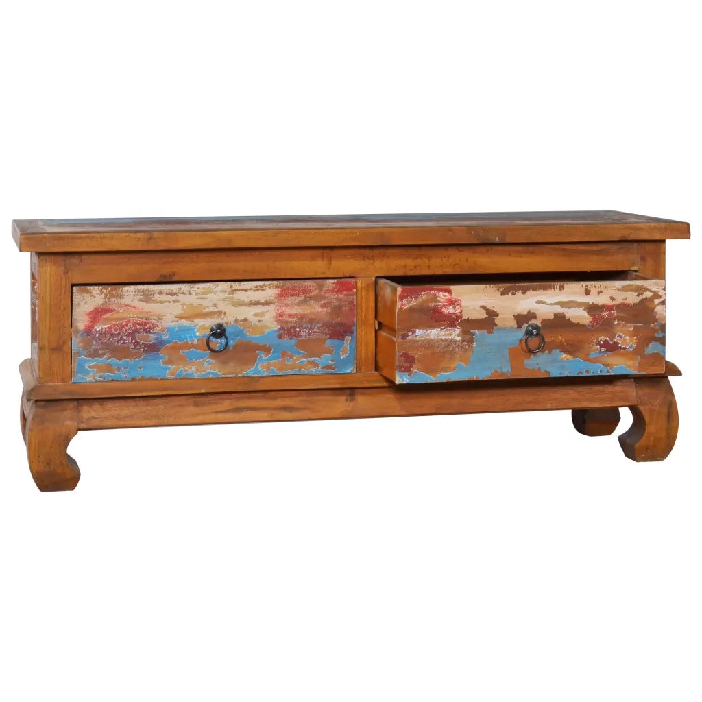 Mobile Porta TV 110x35x40 cm in Legno di Recupero di Teak 289059