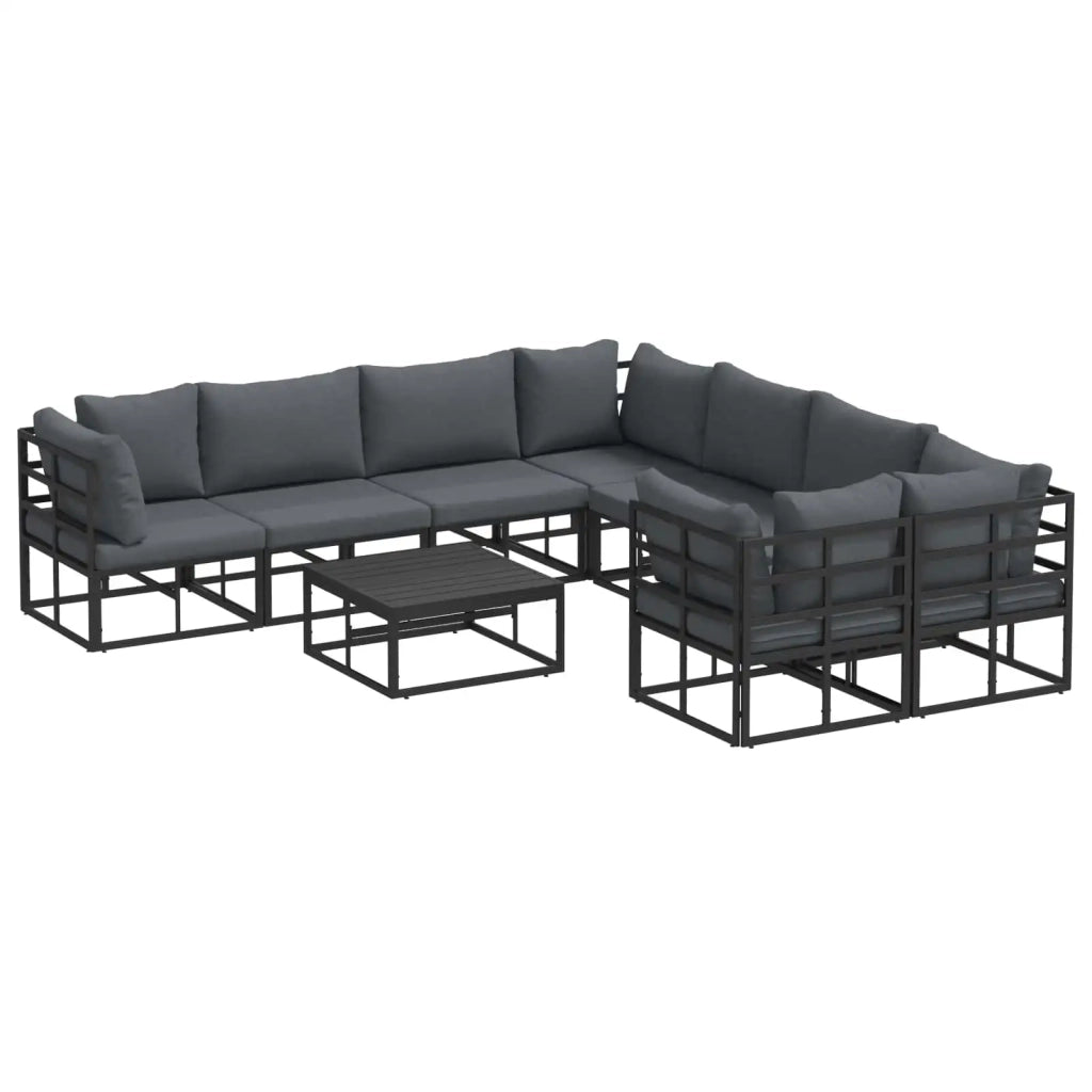 Set Divano da Giardino con cuscino 9 pcs Nero Acciaio 3378949