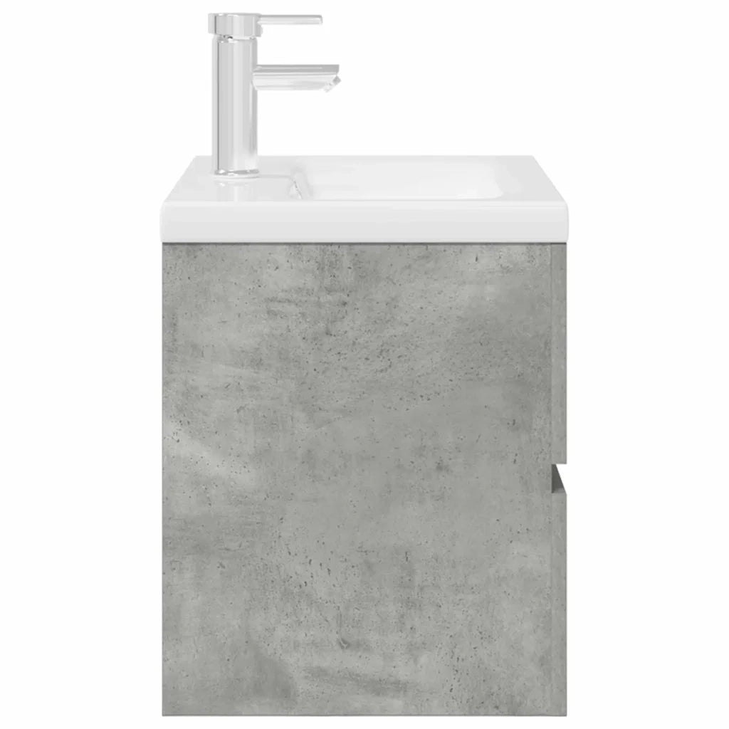 Set Mobili da Bagno | Armadio da bagno 2 pz Grigio Cemento in Legno Multistrato