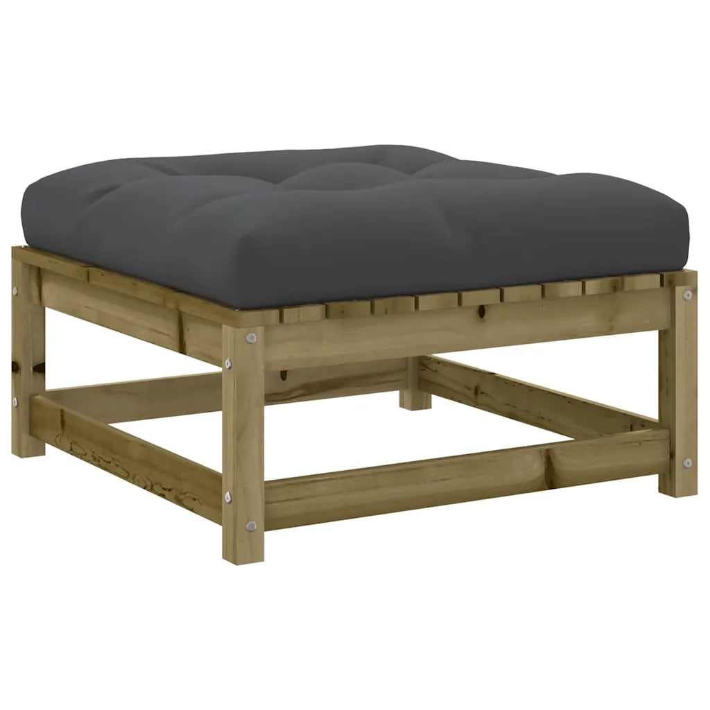 Sedia da giardino-Poggiapiedi da Giardino con Cuscino in Legno Impregnato di Pino 774425