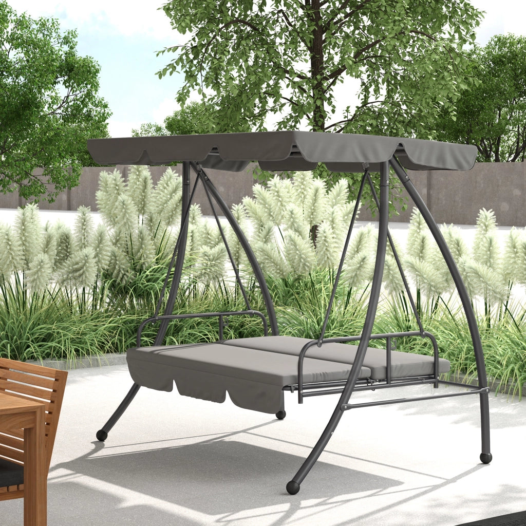 Divano da Giardino Letto 3 Posti Esterno ¨C Minimal ¨C Grigio Tessuto Poliestere Polyrattan