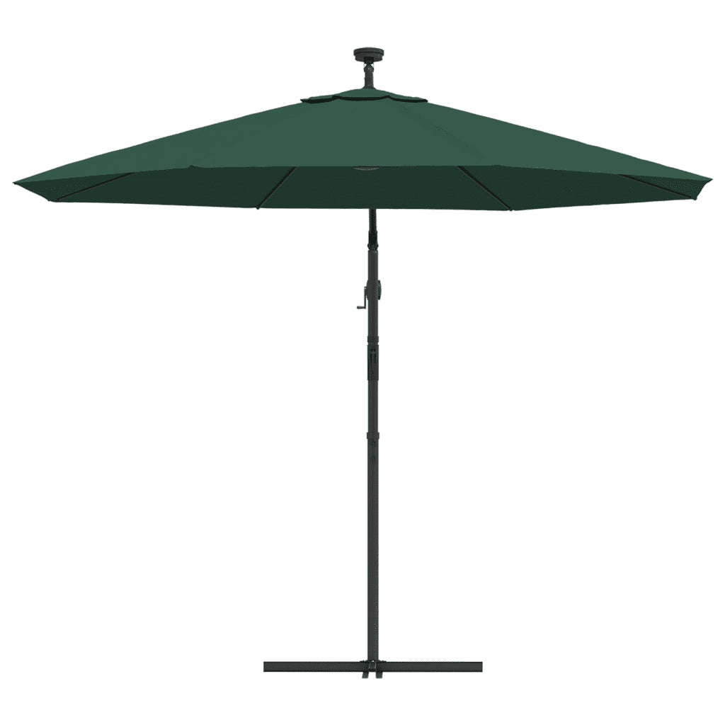 Ombrellone Pensile con Luci LED-Ombrello da giardino balcone 300 cm Verde Palo in Metallo