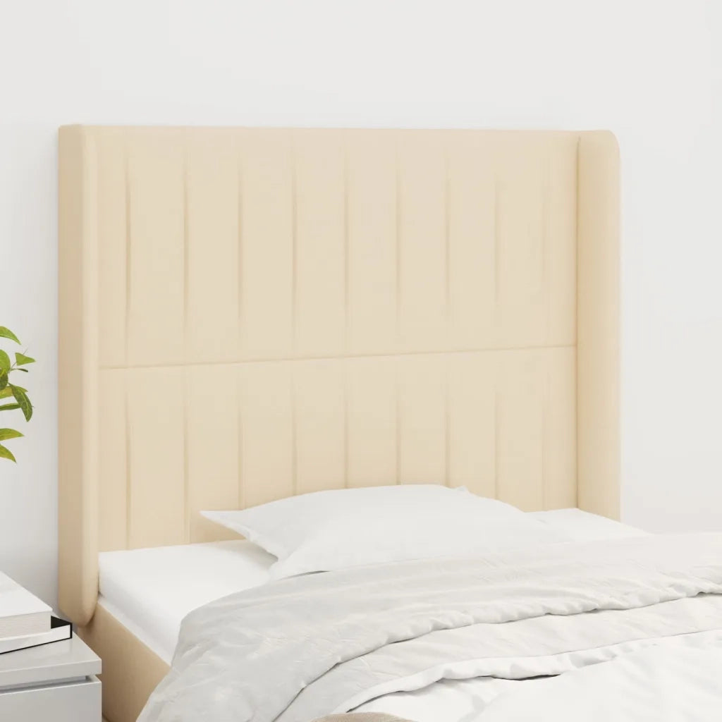 Testiera ad Orecchio Crema 93x16x118/128 cm in Tessuto 3119805